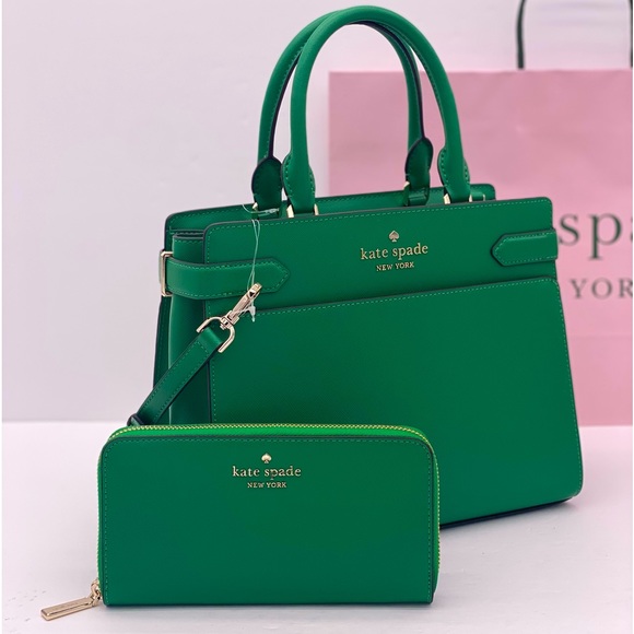 Kate Spade Staci Medium Satchel and Wallet Set Green - Picture 8 of 13